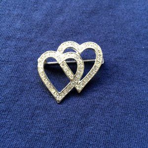 Rhinestone Heart Brooch